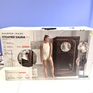Sharper Image Steamer Sauna Portable Spa Black Folding Chair Auto Timer New